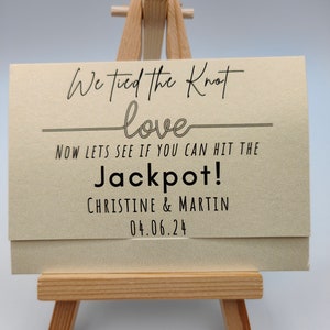 Porta biglietti da grattare Jackpot per bomboniere, biglietto della lotteria, ci siamo sposati, Pot Luck, Lucky In Love, personalizzato, portafoglio in carta kraft