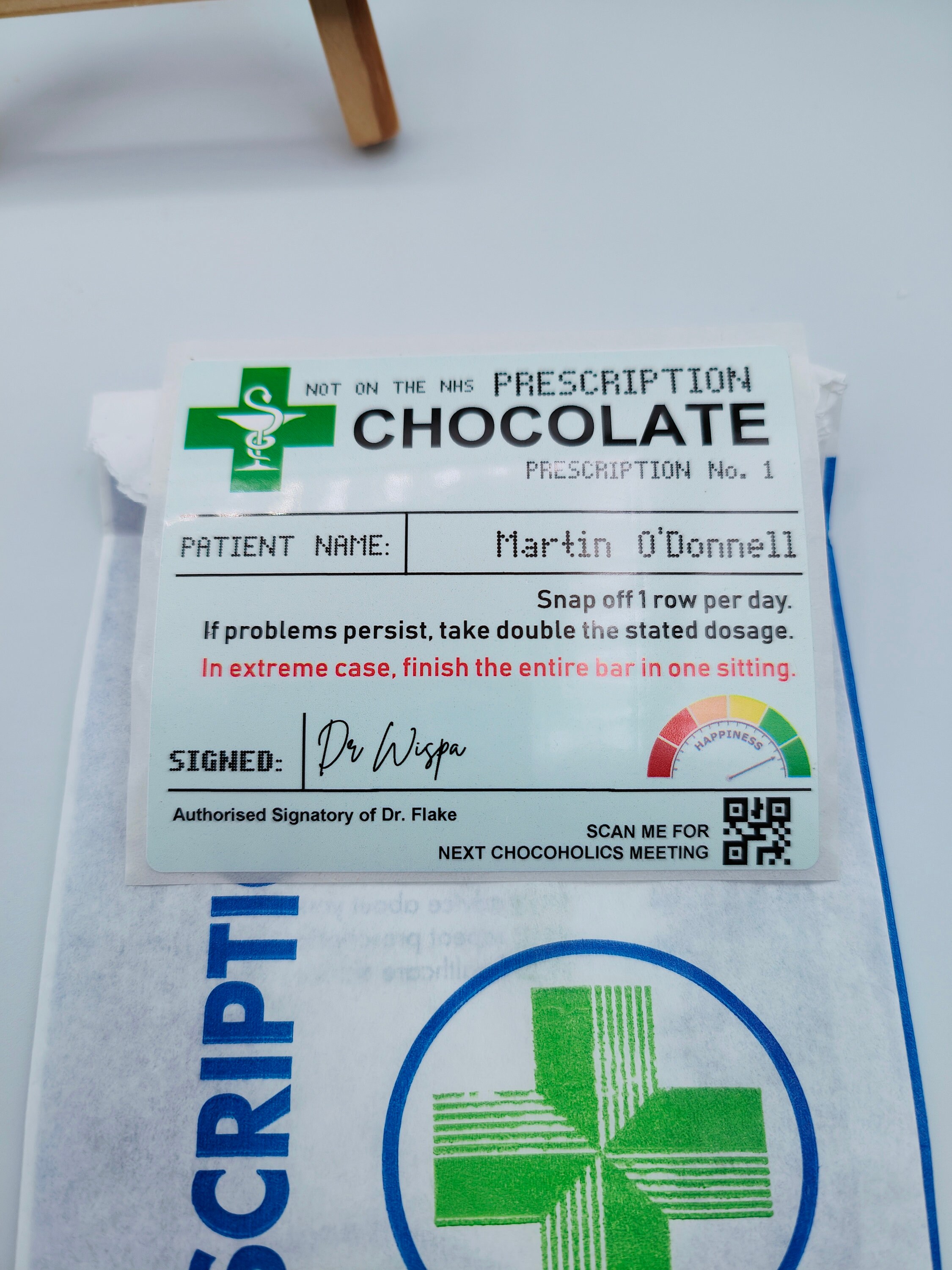 Personalized Name Prescription Bag with Prescription Label, Chocolate Prescription Stickers, Get Well Soon Gift, Stocking Filler, Fun Gifts for Kids
