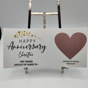 Buono regalo a sorpresa, buon anniversario, cuori da grattare, regalo, compleanno, Natale, regali, riempitivo per calze, rivelazione a sorpresa