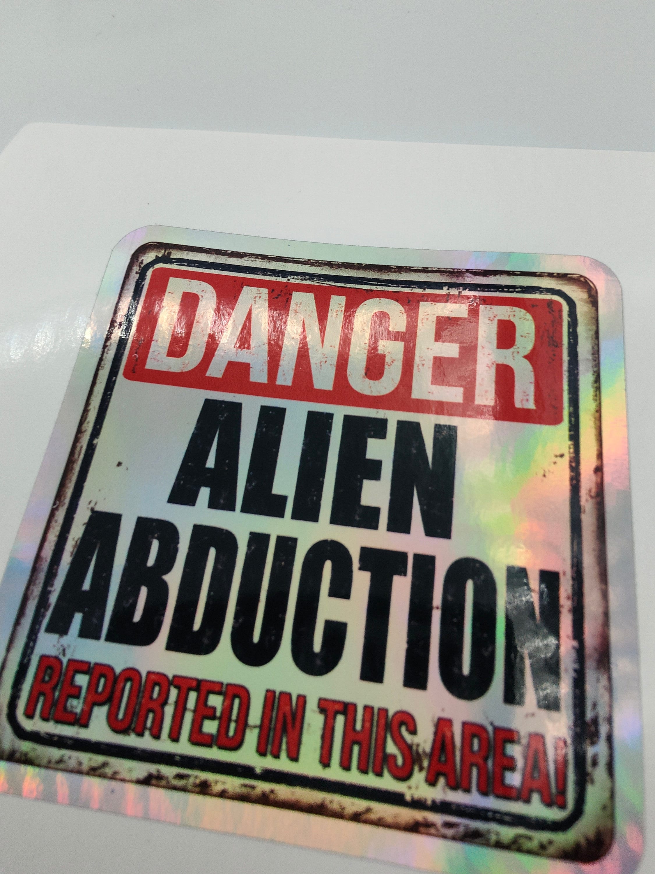 Danger Alien Abduction, Holographic, Aliens, Stickers, Decals, Labels ...