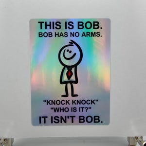 Questo è Bob, adesivi con barzellette divertenti, senso dell'umorismo, umoristico, omino olografico, caverna dell'uomo, decalcomania, etichetta, bar di casa, regalo di Natale, Babbo Natale segreto