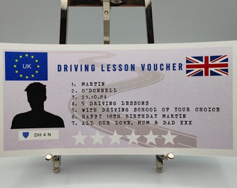 Driving Lessons, Gift Voucher, Certificate, Present, Birthday, Christmas, Presents, Instructor Lessons, Driving Gift