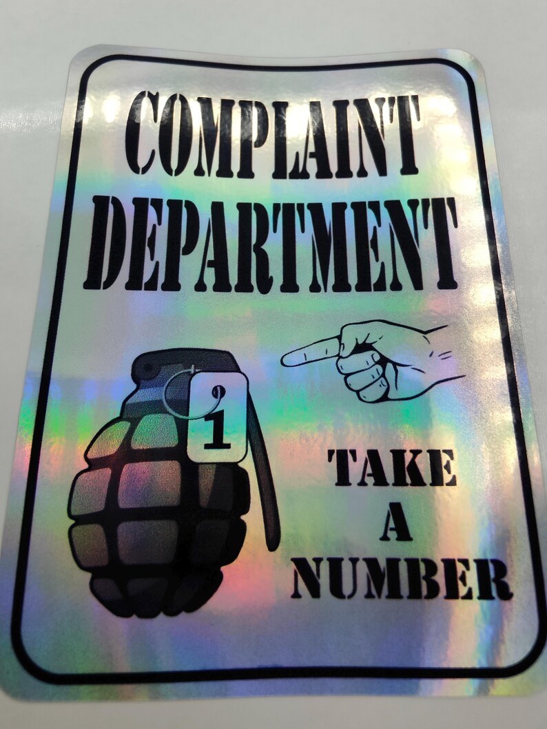 Sticker Complaints Example Complaint Department, Funny Office Signs, Customer Service Signs ...