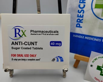 Joke Anti Cunt Tablet Pills, Box, Prank, Funny Gift, Sweets, Novelty, Cheeky, Stocking Fillers, Husband, Wife, Brother, Sister, Birthday