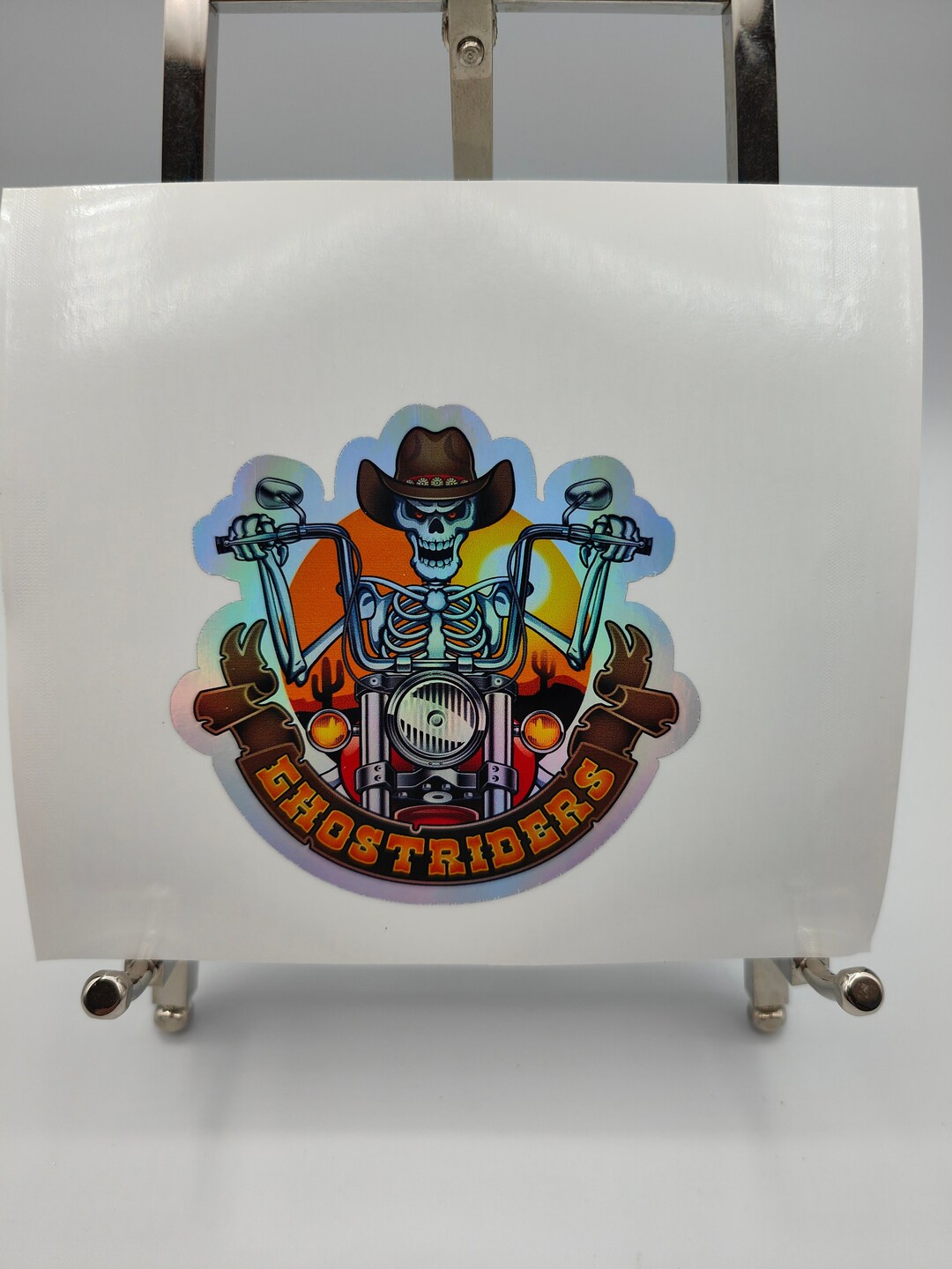 Ghost Rider Biker, Halloween, Spooky, Apocalypse, Holographic Sticker ...