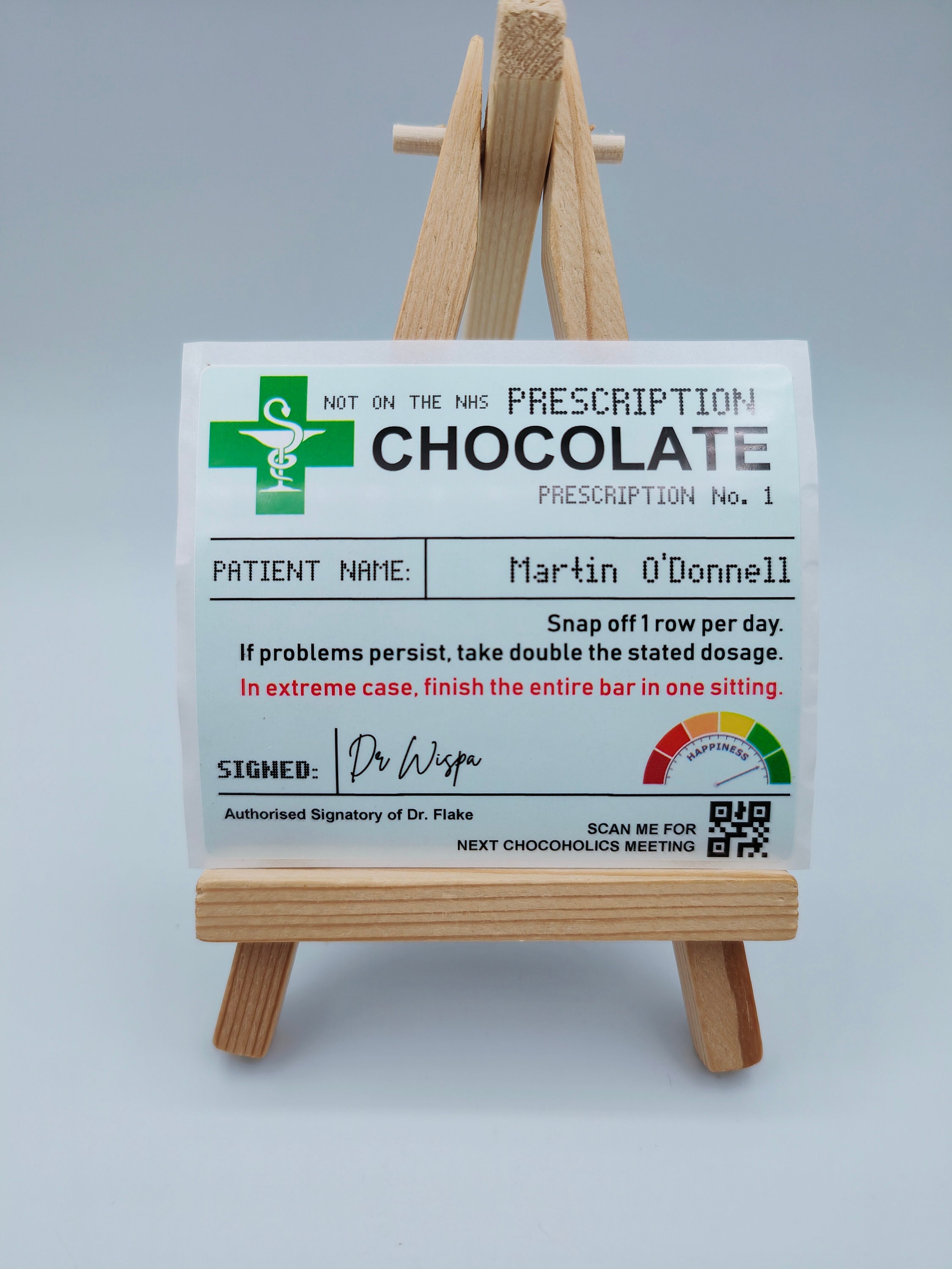 Personalized Name Prescription Bag with Prescription Label, Chocolate Prescription Stickers, Get Well Soon Gift, Stocking Filler, Fun Gifts for Kids