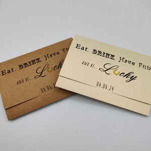 Porta biglietti da grattare fortunati per bomboniere, porta biglietti della lotteria, sii fortunato, portafortuna, fortunato in amore, personalizzato, portafoglio in carta kraft, regalo
