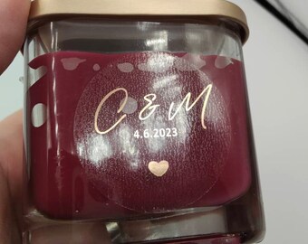 Initials, Custom Foiled Rose Gold, Clear Transparent Round Stickers, Candle Labels, Bottles, Promotional, Customise Wedding Favors Stickers