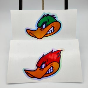 L'air en colère, Canard, Pic, Têtes d'oiseaux amusantes, Volière, Oiseaux comiques, Oiseaux de dessins animés, Décalcomanies holographiques, Ordinateur portable, Étui pour téléphone, PC, Stickers
