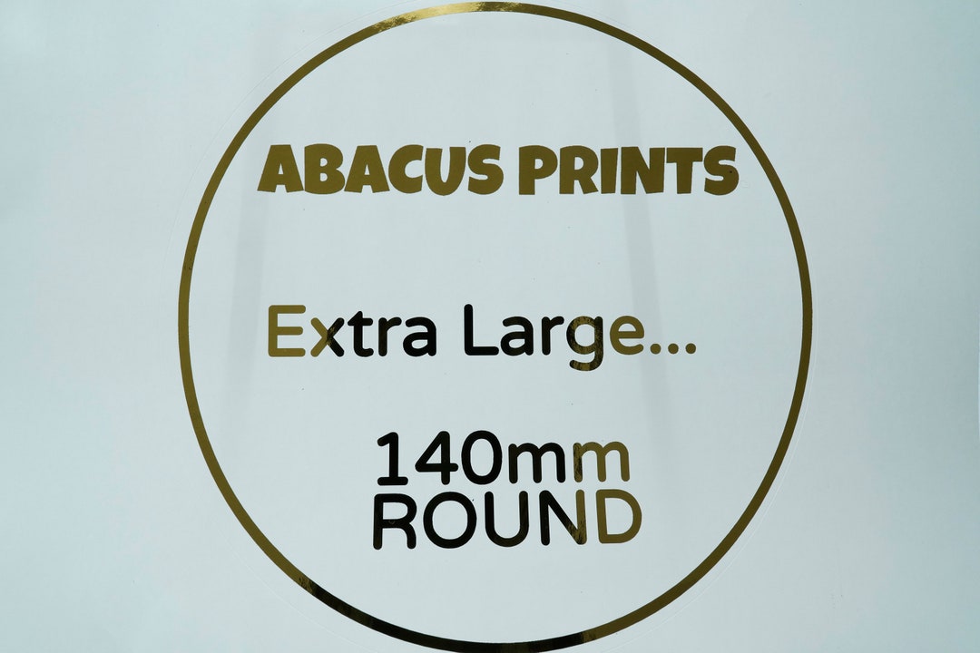 140mm Extra Extra Large, White / Clear Round Foiled Custom Personalised ...