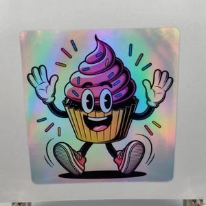Happy Mr Cupcake Man, Bakken, Verjaardag, Glazuur, Happy Cupcake Man, Feeststicker, Holografische sticker, Laptop, Monitor, Plakboek, Taarten