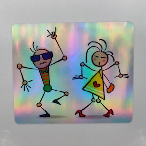 Lustig Tanzpaar, immer verrückt, Boogie Time, Disco, Party, Hochzeitstanz, Holographische Aufkleber, Laptop, Telefonhülle