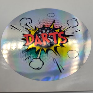 Pop Art Darts, Adesivo Holográfico, Jogando Dardos, Etiquetas de Adesivos para Tabuleiro de Dardos, Pop Art, Adesivos de Jogo de Pub, Engraçado, Hilário, Capa de Telefone