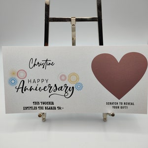 Buono regalo a sorpresa, buon anniversario, cuori da grattare, regalo, compleanno, Natale, regali, riempitivo per calze, rivelazione a sorpresa