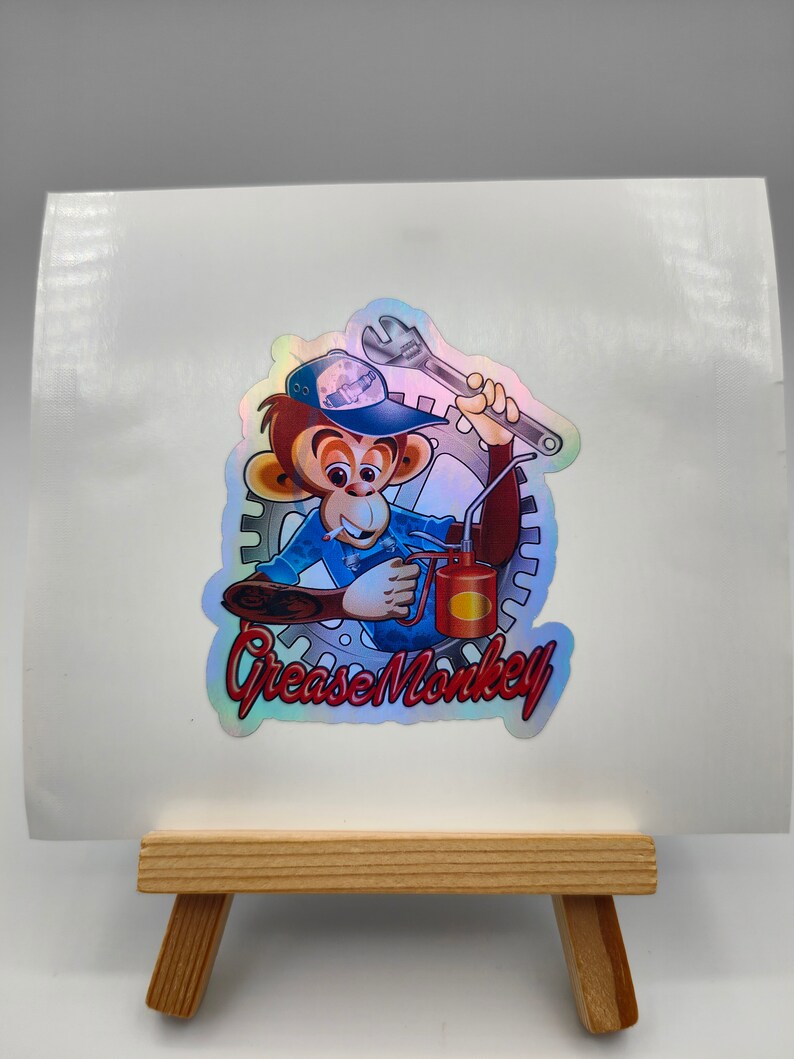 Grease Monkey, Holographic Sticker, Animal, Decals, Garage, Mechanic ...