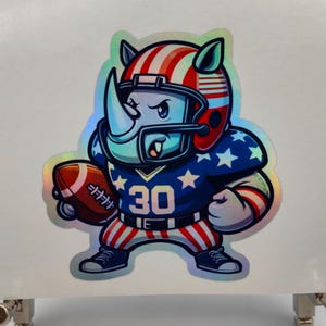 American Football Nashorn, NFL, USA Sport, USA Nashörner, lustiger Aufkleber, Geschenk Aufkleber, lustige Aufkleber, humorvoll, Tier Football