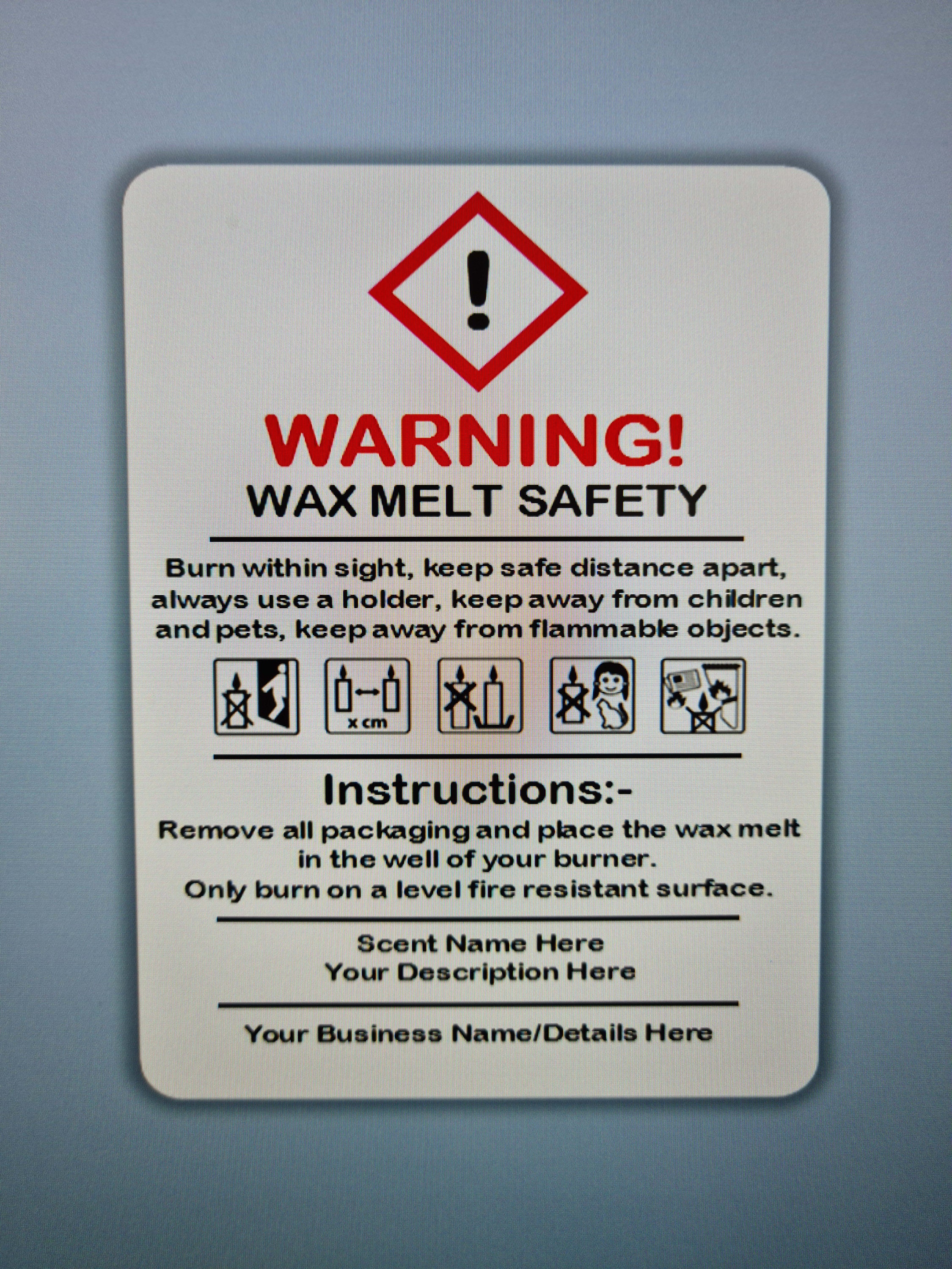  600 Pieces Wax Melt Warning Labels Candle Warning