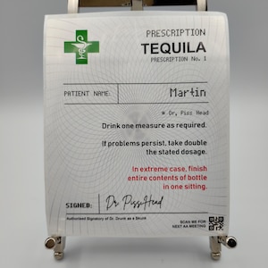 Tequila alcolica personalizzata, liquore, bottiglia Etichette personalizzate in polietilene bianco, compleanno, bevanda per feste, bevanda divertente, sfacciata, regalo