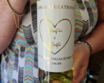 Foiled Wine/Champagne/Spirit/Mini Bottle Custom White Poly Labels for Wedding, Bride, Personalised, Birthday, Celebration, Engagement, Party