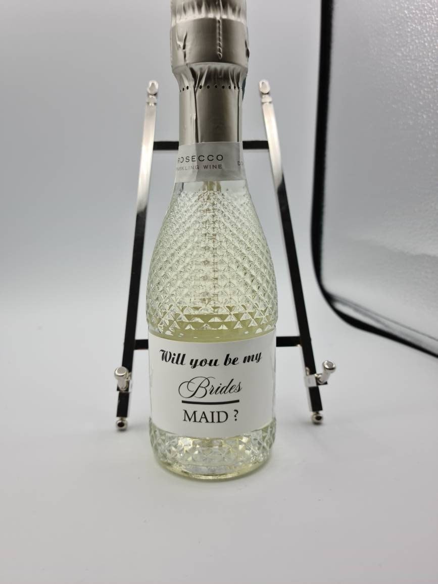 Will You Be My Bridesmaid, Mini Champagne/prosecco Bottles White