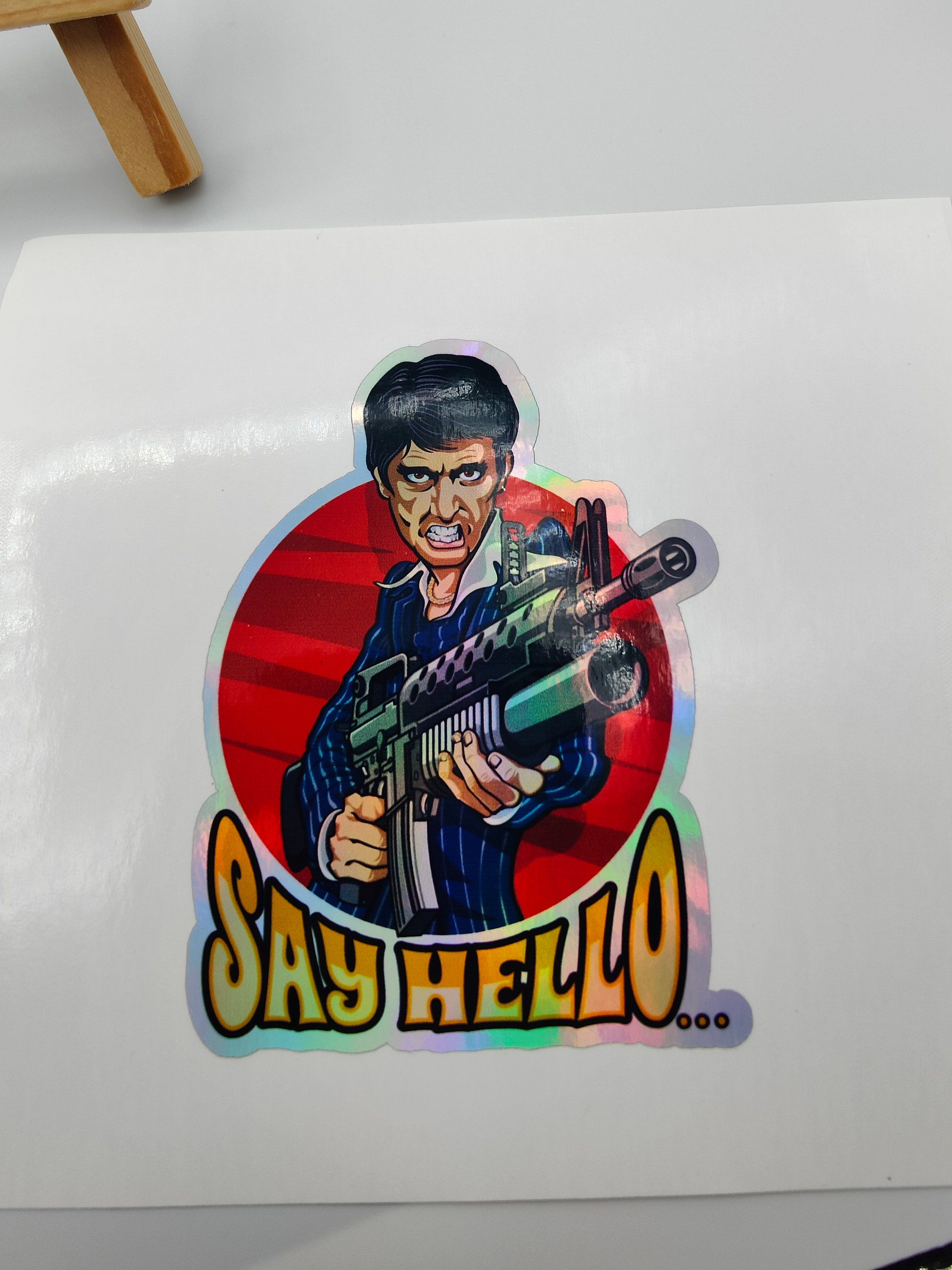 Scarface Sticker Name Scarface, Al Pacino, Silver Holographic Sticker, Thriller Films, Movies ...