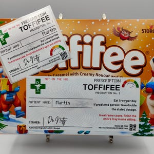Etiquetas adhesivas personalizadas para recetas de caramelos Toffifee, dulces, farmacia, regalos para rellenar medias, regalos de Navidad, cumpleaños, regalos para papá, mamá y hermano