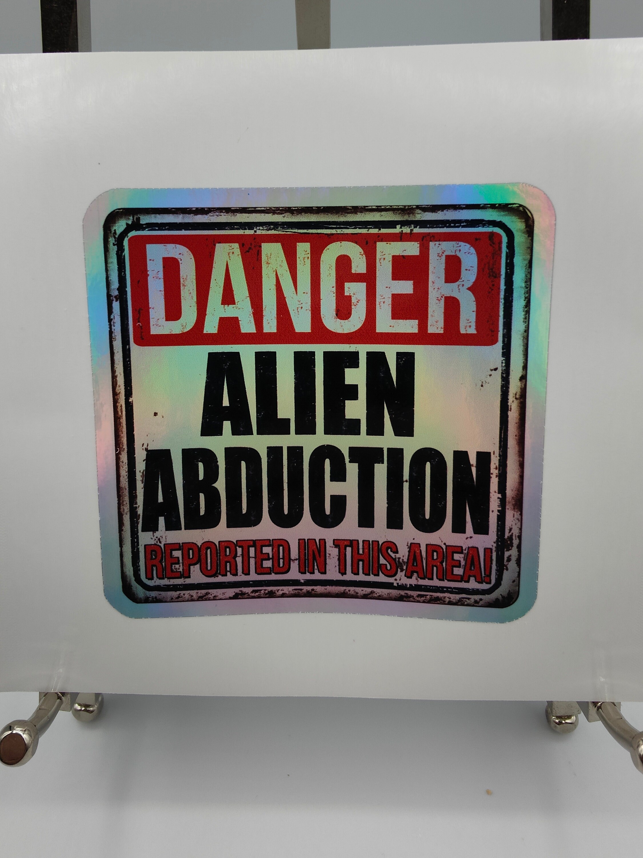 Danger Alien Abduction, Holographic, Aliens, Stickers, Decals, Labels ...