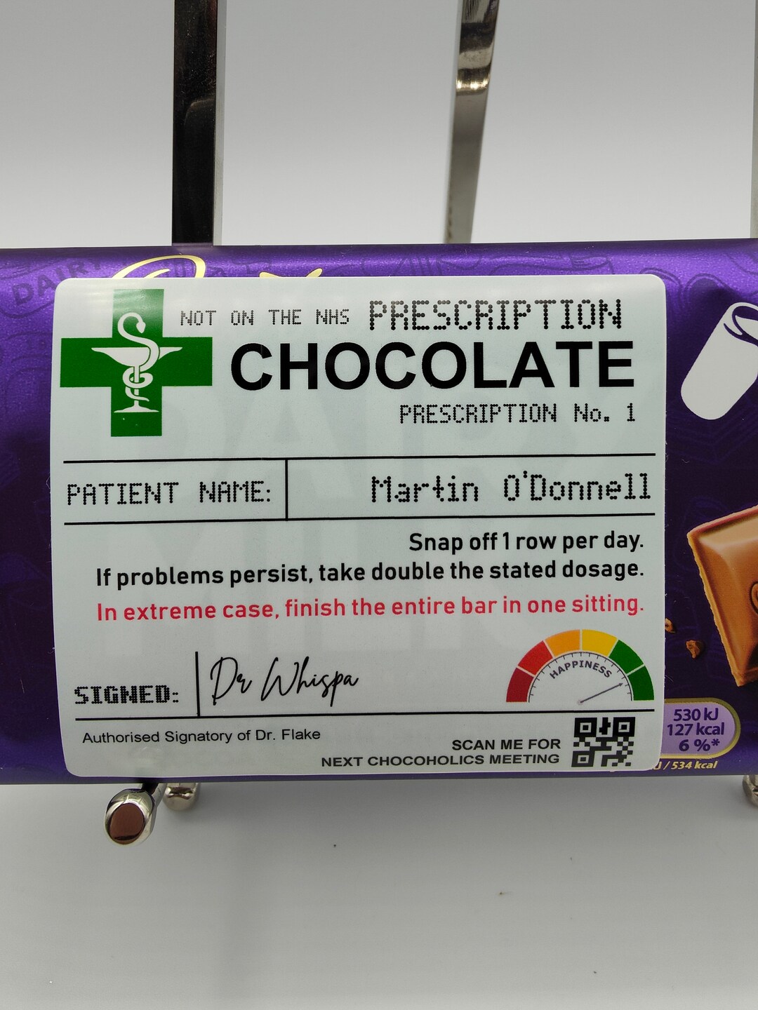 Personalised Chocolate Prescription Label & Bag – Funny Birthday Gift Idea