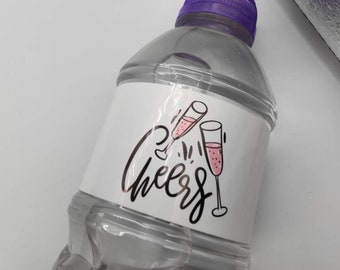 Cheers, Bruiloft Waterfles Wraps Etiketten, Witte Stickers, Waterfles Gunsten, Feestfles Etiketten, Bruiloft Gunsten, Vieren, Paar