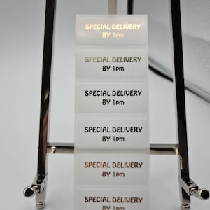 47mm x 20mm Consegna speciale, Etichette adesive rettangolari bianche personalizzate sventate, Adesivi per buste, Adesivi, Bomboniere, Imballaggio