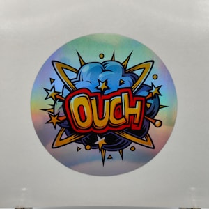 História em quadrinhos Ouch Explosion, Etiquetas engraçadas, Selo de presente, Adesivos de presente, Humorístico, Desajeitado, Propenso a acidentes, Adesivos de diário, Laticínios
