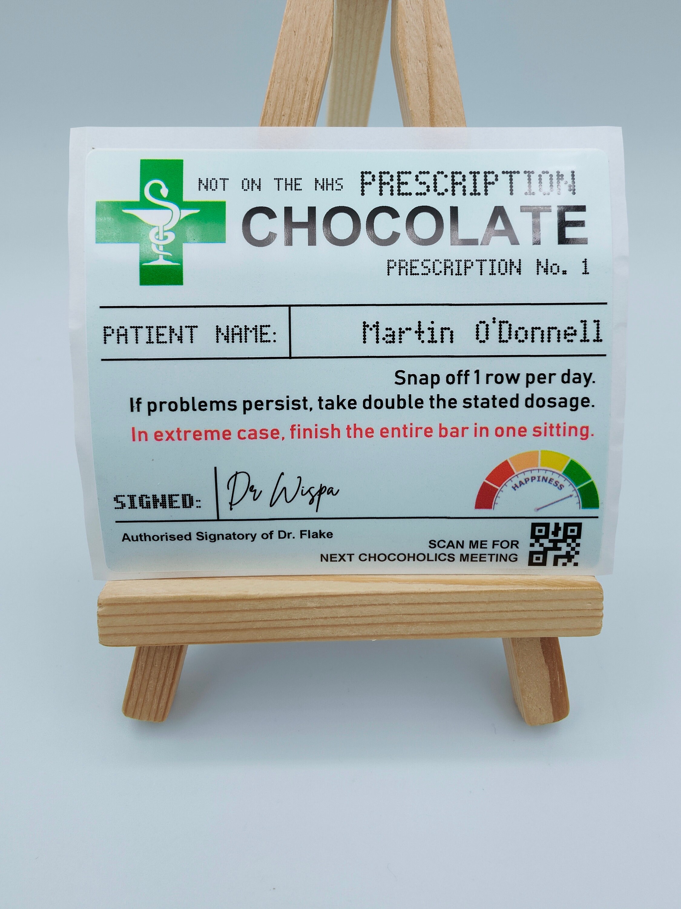 Personalized Name Prescription Bag with Prescription Label, Chocolate Prescription Stickers, Get Well Soon Gift, Stocking Filler, Fun Gifts for Kids
