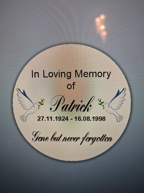 Candle Funeral Memorial Round Labels, White Premium Satin Gloss