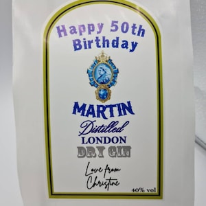 Bombay Sapphire Gin Etichetta personalizzata per bottiglie personalizzate, compleanno, occasione speciale, matrimonio, gin, alcol, liquori, bevande per adulti, regalo per feste