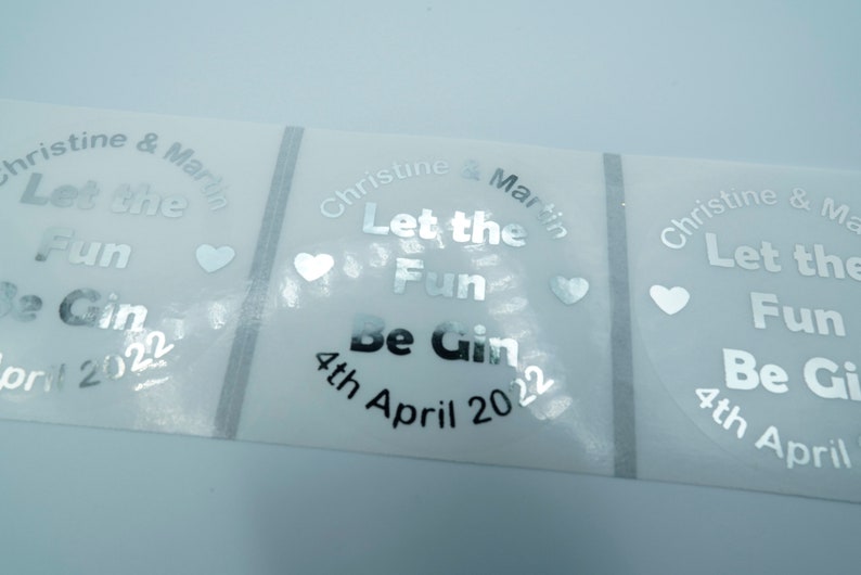 Clear Round Custom Foiled Silver Personalized Sticker Sheet Wedding Let The Fun Be Gin Custom Book Lover Book Book Sticker Labels