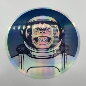 Mono astronauta, cosmonauta, ciencia ficción, chimpancé astronauta, viajes espaciales, holográfico, NASA, viajes, portátil, funda de teléfono, PC, pegatinas