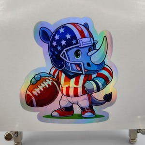 American Football Nashorn, NFL, USA Sport, USA Nashörner, lustiger Aufkleber, Geschenk Aufkleber, lustige Aufkleber, humorvoll, Tier Football