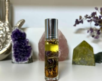 Stress Relief & Relaxation Essential Oil Roller | Roll on Oil for Stress and Relaxation | Crystal Infused Oil Roll On | Oil Perfume Roller