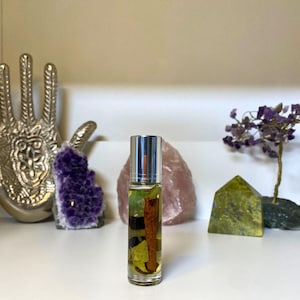 Abundance Essential Oil Roller | Good Luck, Prosperity & Success Oil Blend | Crystal Infused Oil Roll On | Oil Perfume Roller