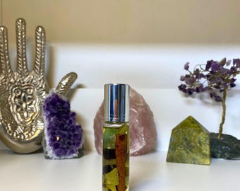 Abundance Essential Oil Roller | Good Luck, Prosperity & Success Oil Blend | Crystal Infused Oil Roll On | Oil Perfume Roller