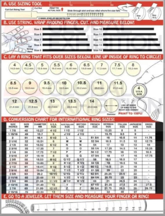download ring sizer tool set chart cone guide etsy australia