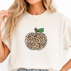 Leopard Teacher's Apple PNG, Apple Sublimation, Doodle Apple, Apple Outline, Apple T-Shirt Design File, Gift, Hand-Drawn, Digital Download