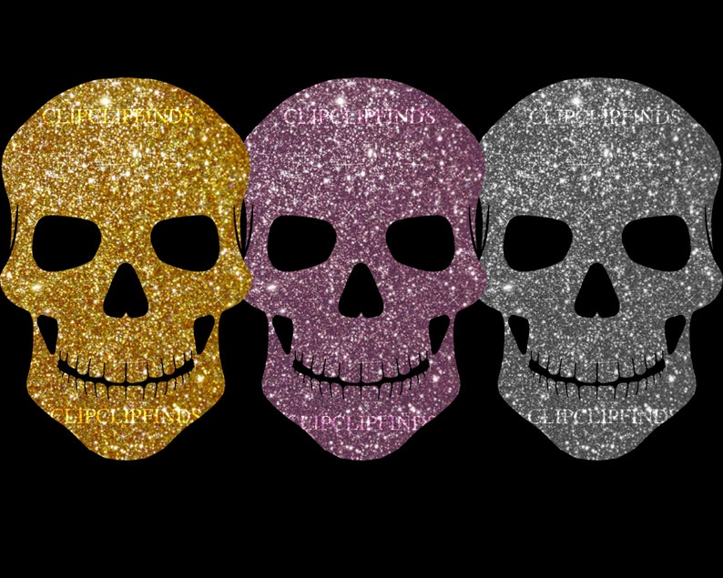 Glitter Skull PNG Transparent Background Clipart Gold Glitter | Etsy