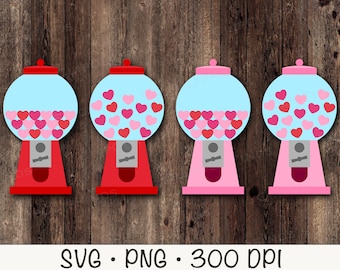 Heart Gum Ball Machine, I Chews You, Valentine's Day Gum Ball Machine, Pink Gum Ball Machine, SVG, PNG, Instant Digital Download