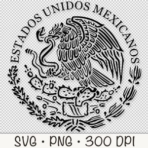 Mexican Flag Eagle SVG Vector File and PNG Transparent Background Clip Art Instant Download image 5