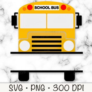 Autobús escolar, monograma dividido, conductor de autobús, agradecimiento a los maestros, SVG, PNG, sublimación, clipart, descarga digital instantánea