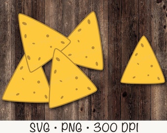 Nachos, Tortilla Chips, einfache Nachos, einzelne Nachos, Nachos SVG, Vektorschnittdatei und transparenter PNG-Hintergrund, Clip Art, Instant Download