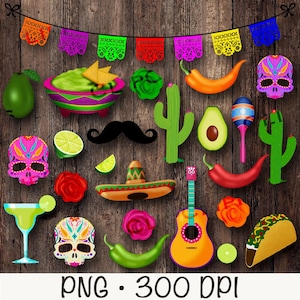 Cinco de Mayo, Mexican Clipart, Mexican Fiesta, PNG, Transparent Background Overlay, Colorful Mexican Graphics, Instant Download