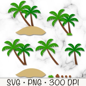 Palmera SVG, Palmera en una isla, Cocotero, Palmera minimalista simple, PNG, Descarga digital instantánea