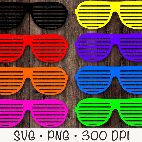 Shutter Striped Sunglasses Shades SVG Vector Cut File and PNG Transparent Background Sublimation Clip Art Instant Download